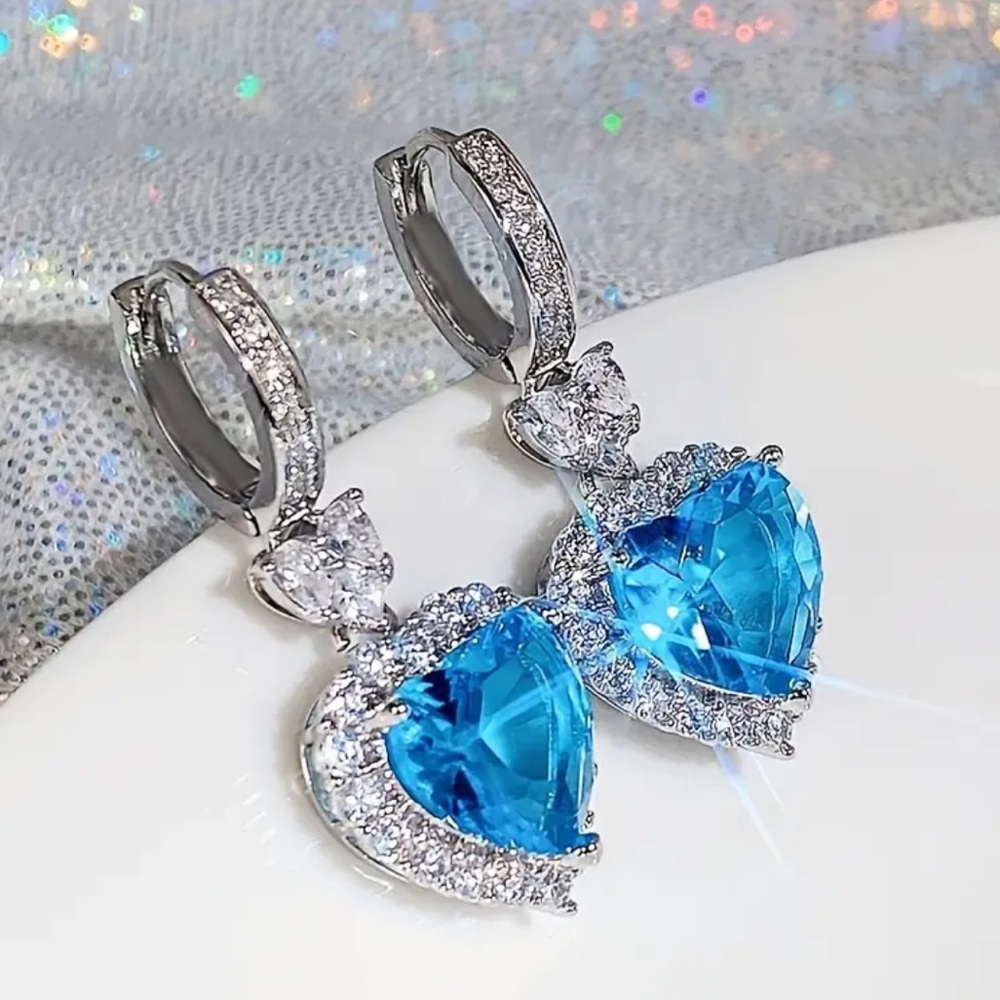 Blue Heart Earrings